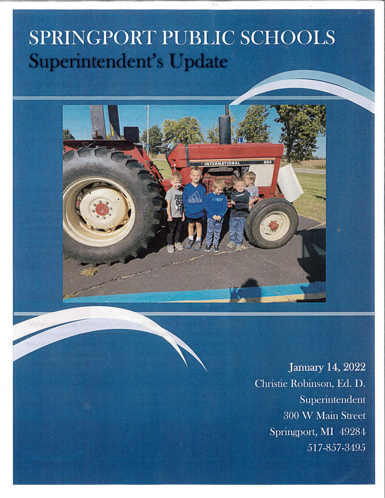 Cover of Superintendent's Update January 14 2022